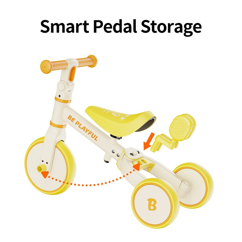 B.Duck - 3-in-1 Toddler Bike, Balance, Sliding, Tricycle Modes, Adjustable Seat & Handlebar, Indoor/Outdoor, White, 1.5-3 Y - Image 5